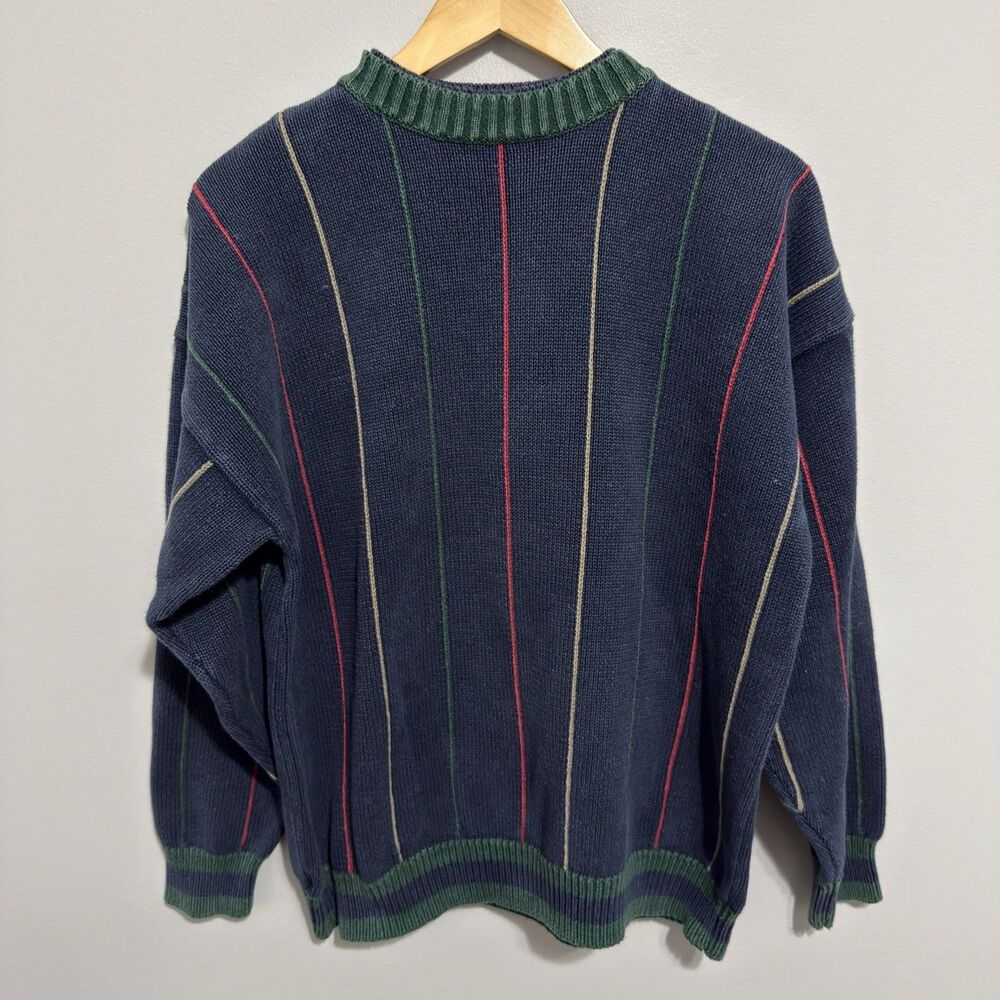 Vintage Structure Sweater Striped Knit Crew Neck Pullover Size Large